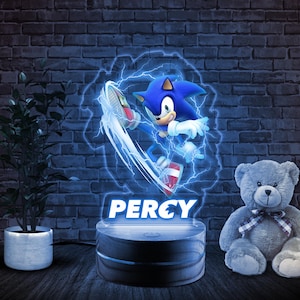 Sonic Hedgehog 3D LED Personalized Night Light, LED Lamp, Personalized Gift, Color LED Night Light Lamp, 3D Lamp, Engrave, Sonic D2DJ11