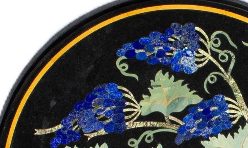 Dessous De Plat Octogonal En Marbre Blanc - Décor Incrusté Nacre, Cornaline, Lapis Lazuli - Déco