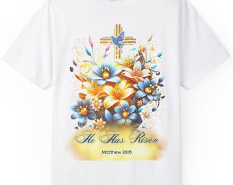 He Is Risen Easter T-shirt, Christian Holiday Tee, Religious Unisex Shirt, Spring Celebration Top, Resurrection Sunday Apparel