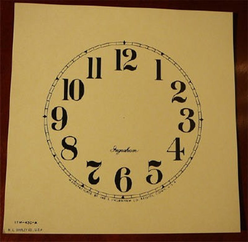 Vintage paper CLOCK face INGRAHAM Company BOLD numerals Etsy