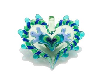 pendentif coeur bleu et vert