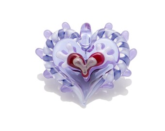 pendentif coeur violet et rose