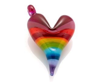 striped rainbow heart pendant