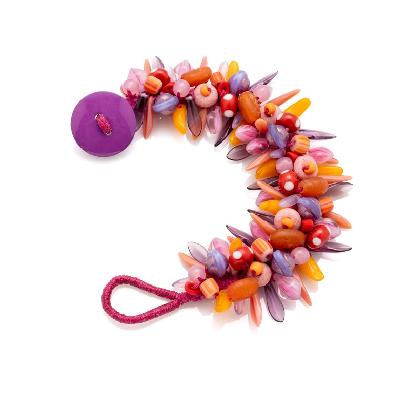 pink, orange, purple and red Spiny Knotted Bracelet kit 画像 2