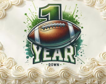 Football First Birthday PNG, 1st Year Down Design (Digital Download)