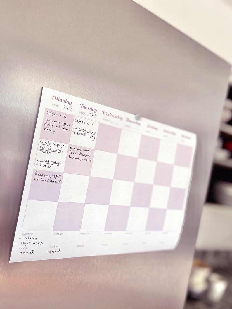 Printable Diet Weight Loss Trendy Checker Weekly Exercise Mood Journal