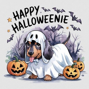 PNG KOMMERZIELLE NUTZUNG Happy Halloweenie Dackel, Hundemama Geschenk, Dackel Liebhaber, Halloween Geschenk, Dackel, Dackel Dackel, Halloween Kürbis