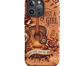 Funda rígida para iPhone con diseño de chica de música country, lazo, color marrón granate y neutro del sur.
