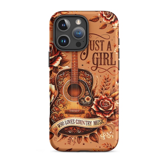 Country Music Girl Tough Case for iPhone |  Southern Just A Girl Who Loves Country Music, Bow, Western Brown Maroon Neutral Phone Case