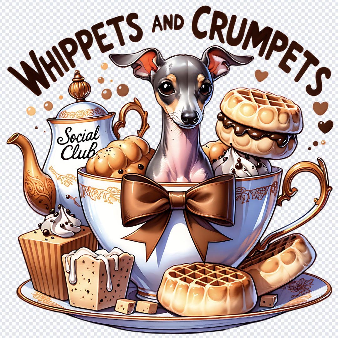 Whippets and Crumpets PNG, British High Tea Posh Sighthound Greyhound ...