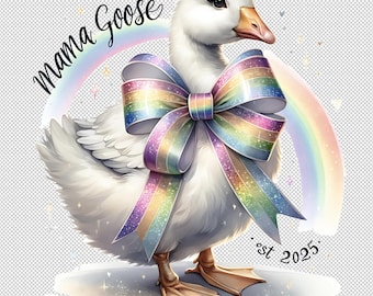 Mama Goose PNG, New Mama est 2025, New Mom Shirt PNG, Mother's Day Gift Design, Girl Boy Mama PNG, Newborn Mom Sublimation Digital Download