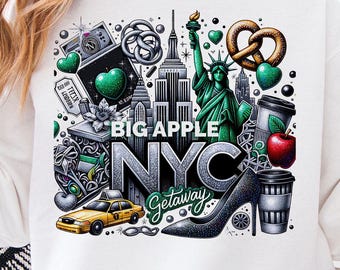 ビッグアップル NYC ゲッタウェイ PNG、ニューヨークシティ昇華PNGデザイン、誕生日ファミリークルー女子旅、デジタルダウンロード