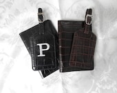 Leather Passport Cover and Luggage Tag in Croc Black or Brown
