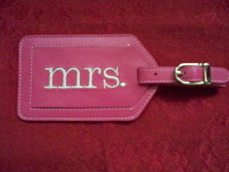 Mr. and Mrs. Luggage Tags with Lowercase Block Font image 2