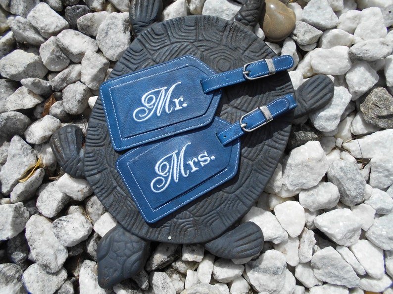 Mr. and Mrs. Leather Luggage Tags Etsy