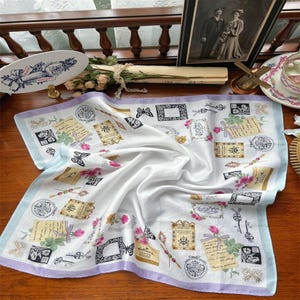 Cute Cartoon Print Handkerchief Playful Cartoon Pattern Cotton Handkerchief Adorable Cartoon Character Handkerchief for Kids