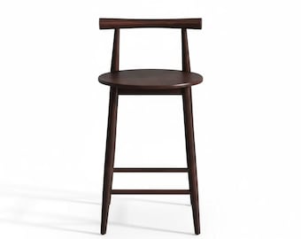 素朴な無垢材バースツール - キッチンアイランドやバーテーブルに最適