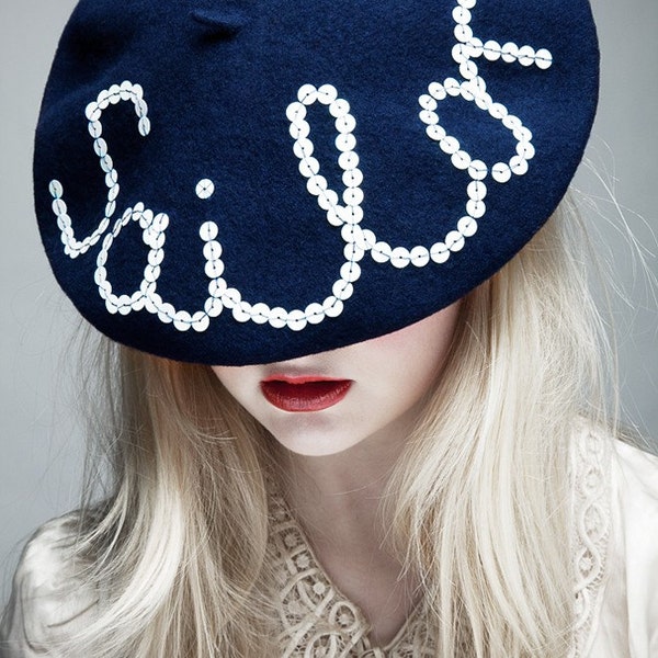 SALE: The Sailor Beret ( white sequins) 20% off