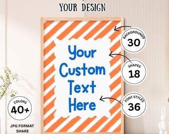 Custom Quote Print, Personalized Motivational Text Sign, Printable Wall Art, Choose Background Font Shape