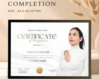 Editable Certificate of Completion Template Makeup Artist Diploma Canva | Academy Certificates