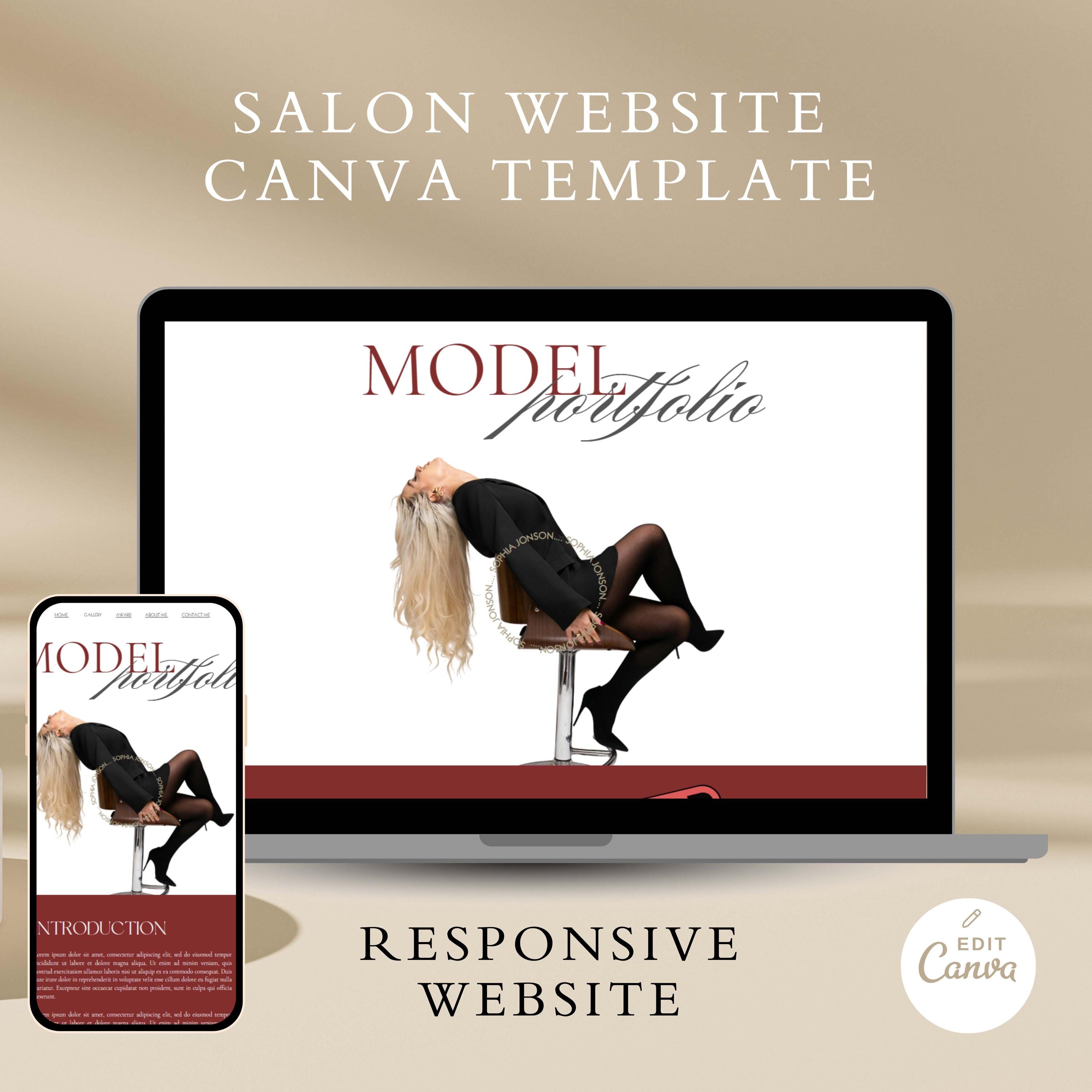 Modèle de site Web pour Portfolio modèle | Conception de sites Web pour salons de coiffure | Site Web de mannequins | Site Portfolio Adaptatif | Site