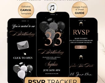Birthday Website & Welcome Sign Bundle | Canva Template (Rose Gold)