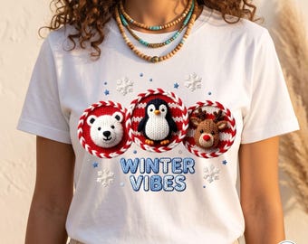 Christmas Knit Animals PNG: Polar Bear, Penguin, Reindeer (Digital Download)