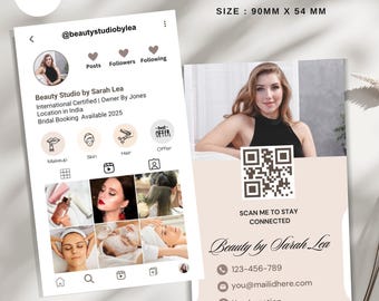 Editable QR Code Business Card Template: Canva Visiting Card (Digital Download)