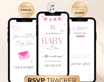 Invitación para baby shower, sitio web, seguimiento de RSVP, cartel, invitación digital (descarga digital)