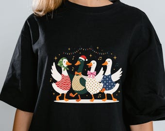 Christmas Ducks PNG Design | Festive Holiday Duck Group Art | Digital Download