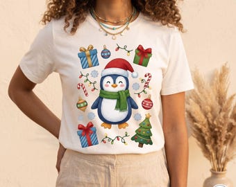 Christmas Penguin PNG Design: Festive Holiday Crafts, Sublimation, Apparel | Digital Download