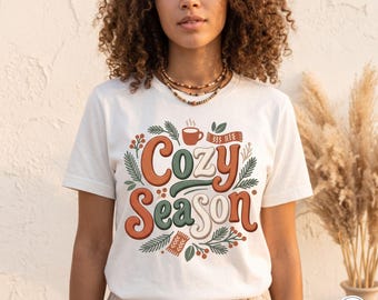 Cozy Season Christmas PNG | Festive Holiday Typography Design | Digital Download