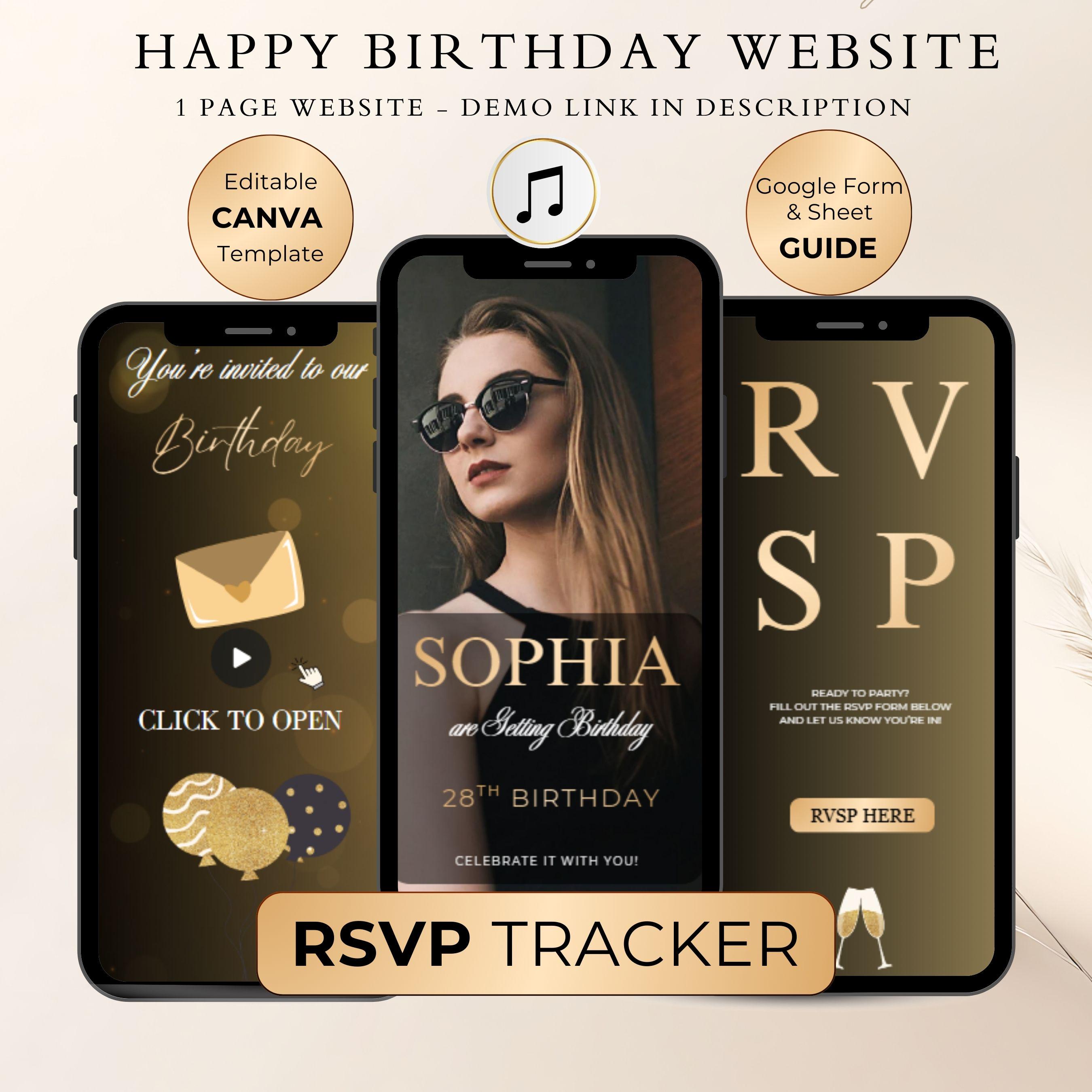 Editable Digital Birthday Template | Mobile Invitation With RSVP ...