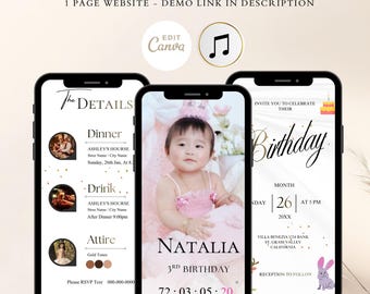 Safari Birthday, Countdown Invitation Website Template | Mobile Invite & Welcome Sign (Canva)