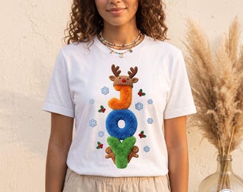 Christmas Joy Reindeer Art | Holiday Apparel Design | Typography