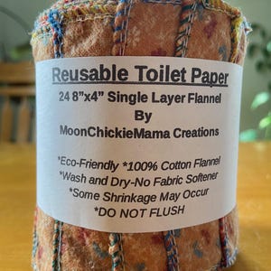 ReUseable Toilet Paper, Bidette Paper, Unpaper, Eco-friendly Paper Alternative -1 Ply Flannel