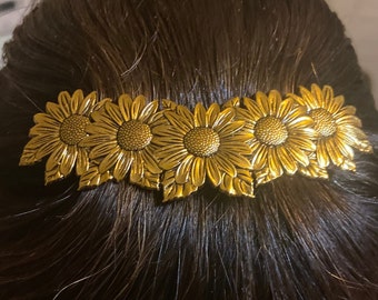 Sunflower Barrette, Celtic Knot Hair Clip, Celtic Barrette, Irish Jewelry, Pagan Jewelry, Friendship Gift, Wiccan Jewelry, Bridal Party Gift