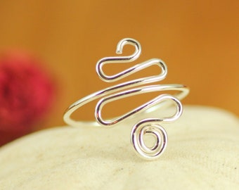 Adjustable Toe Ring or Midi Ring ~ Sterling Silver Toe Ring ~ Boho Jewelry ~ Wire Wrapped Ring ~ Summer Jewelry ~ Silver Knuckle or Toe Ring
