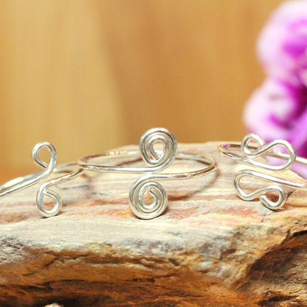 Set of 3 Sterling Silver Toe Rings ~ Boho Rings Set ~ Adjustable Silver Toe Rings ~ Above Knuckle Rings ~ Mid Finger Rings ~ Dainty Toe Ring