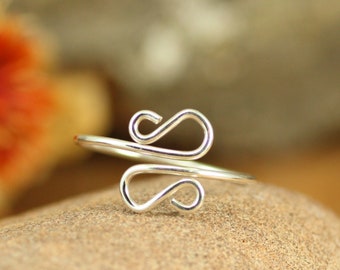 Simple Sterling Silver Toe Ring ~ Silver Midi Ring ~ Adjustable Toe Ring Silver ~ Above Knuckle Ring ~ Boho Ring ~ Minimalist Boho Jewelry