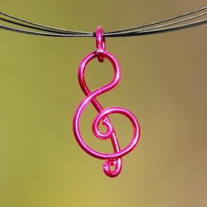 Handmade Treble Clef Craft Wire Pendant Necklace ~ Treble Clef Charm Jewelry ~ Music Jewelry ~ Music Note Necklace ~ Gift for Musician