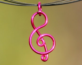 Handmade Treble Clef Craft Wire Pendant Necklace ~ Treble Clef Charm Jewelry ~ Music Jewelry ~ Music Note Necklace ~ Gift for Musician