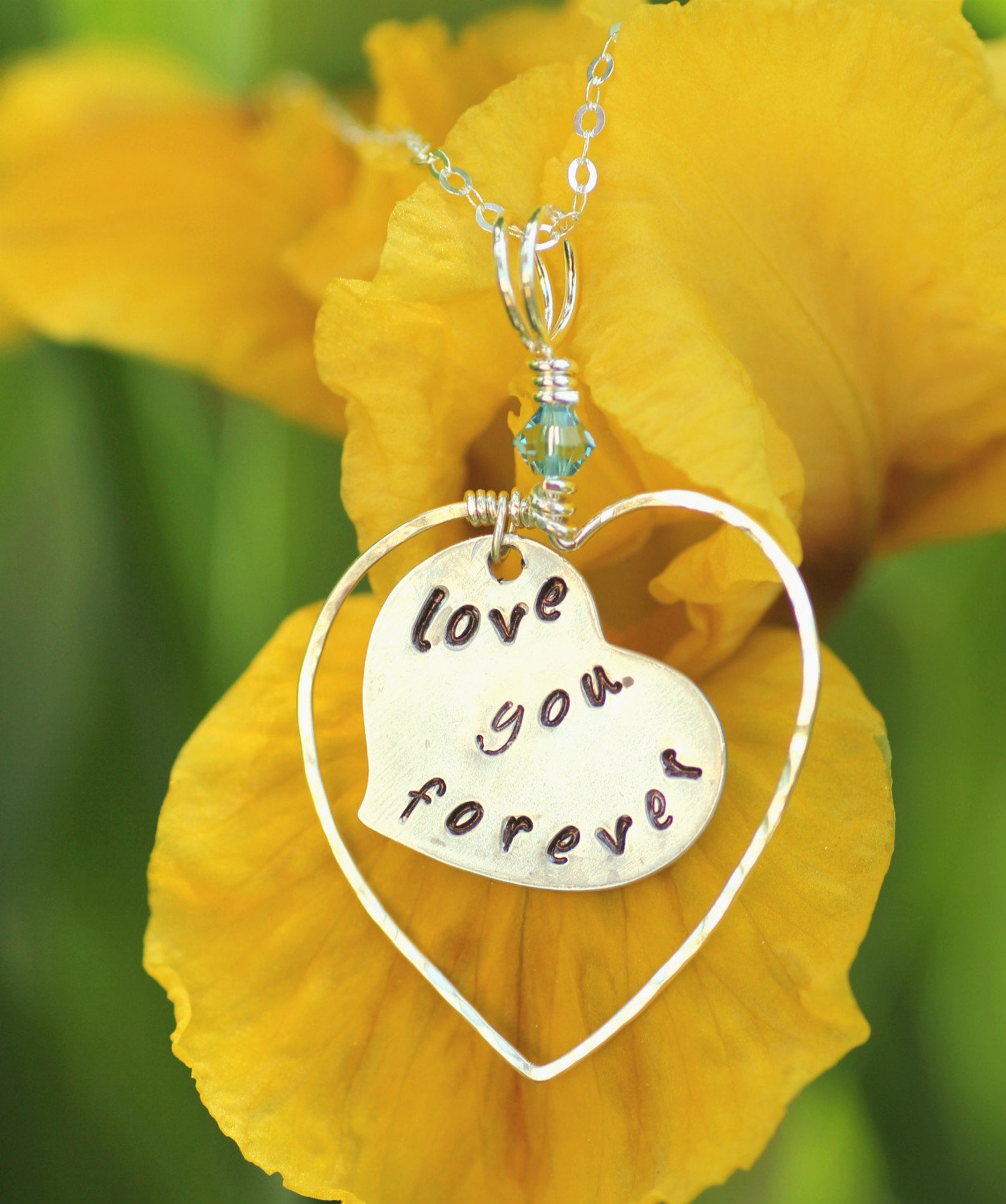 Hand Stamped Heart Necklace love You Forever Etsy