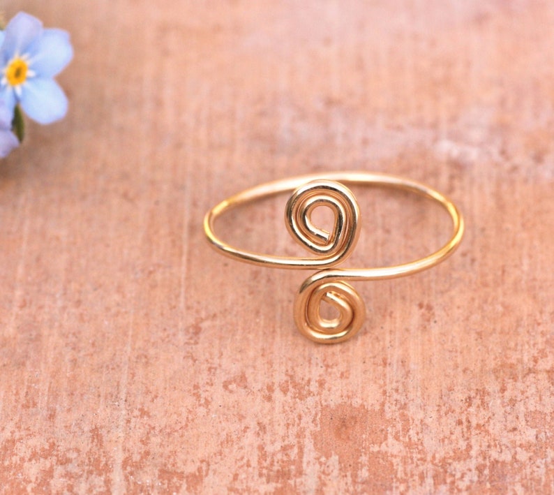 Adjustable Gold Toe Ring Wire Wrapped Midi Ring Minimalist Etsy