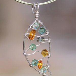 Spring leaf pendant ~ Nature inspired necklace ~ Sterling silver pendant ~ Wire wrapped leaf necklace ~ Nature inspired jewelry