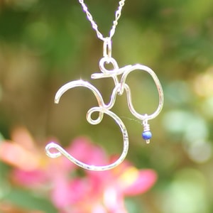 Sterling silver Om symbol necklace Wire wrapped yoga necklace Yoga Om necklace Yoga inspired jewelry Ohm symbol necklace image 1