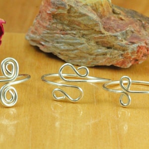Set of 3 Sterling Silver Rings ~ Adjustable Silver Rings ~ Boho Rings Set ~ Simple Rings Set ~ Wire Wrapped Sterling Silver Thumb Ring Set