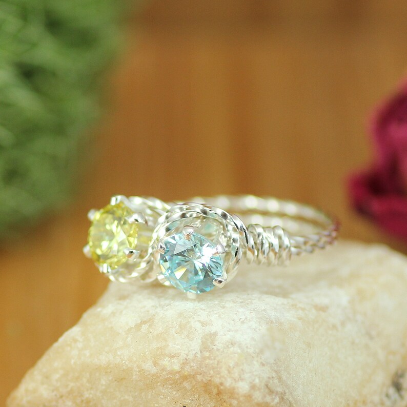 birthstone rings for mom 2 stones