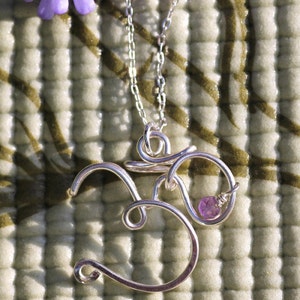 Sterling silver Om symbol necklace Wire wrapped yoga necklace Yoga Om necklace Yoga inspired jewelry Ohm symbol necklace image 4