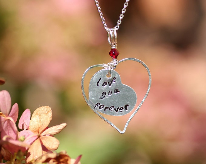Hand-stamped Heart Necklace:
